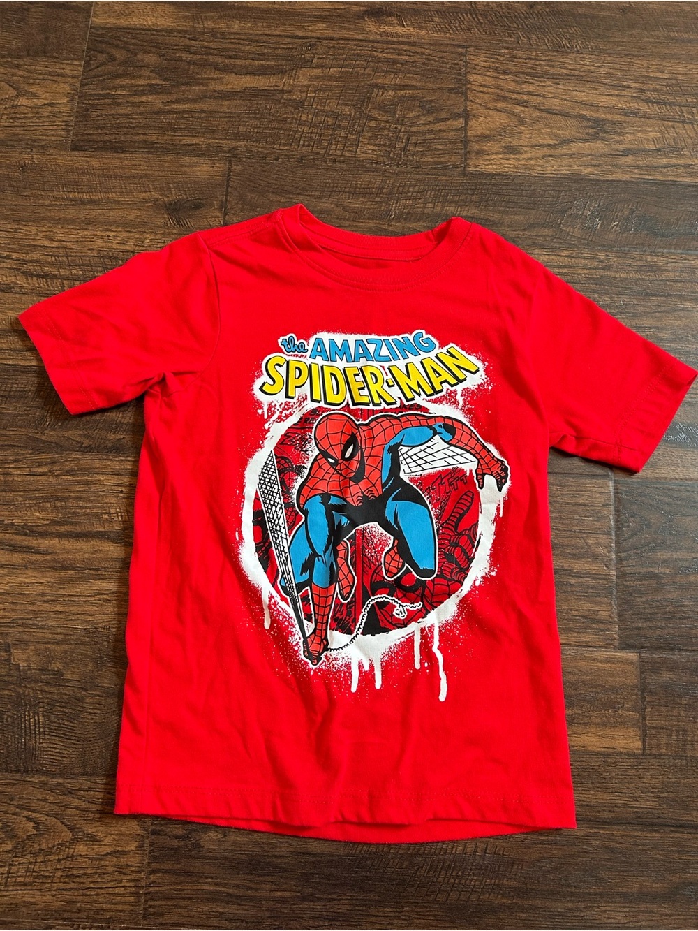 Marvel Red Spider-Man Graphic Tee with Yellow & Blue Logo